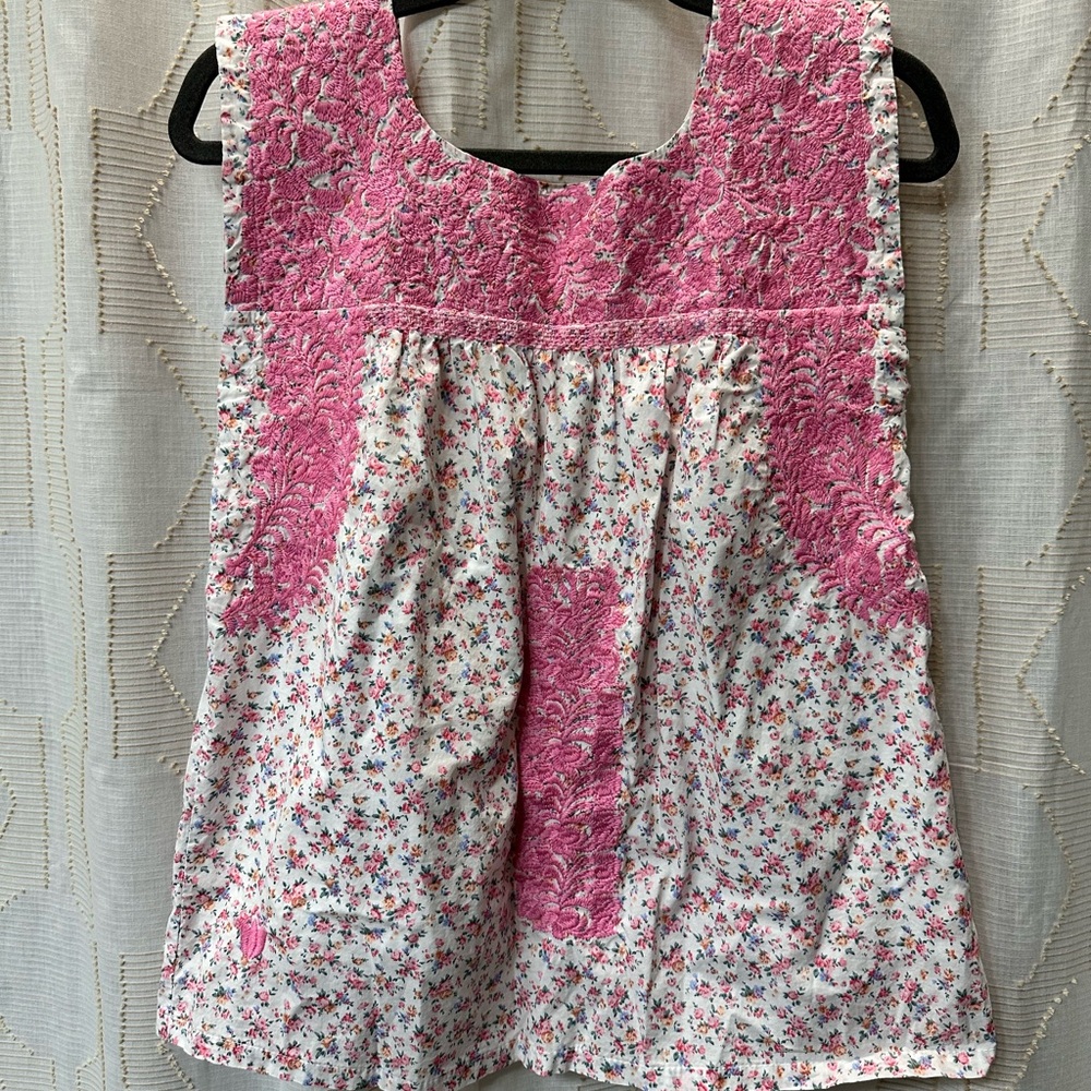 J Marie Rosalee Pink and White Sleeveless Top